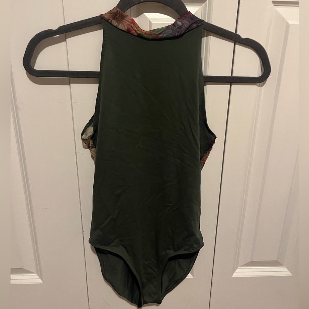 Ballet Rosa size S mock neck leotard with floral mesh